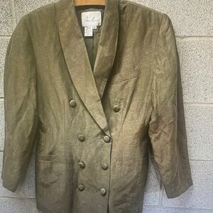 Anne Carson Olive Double-Breasted Blazer Jacket